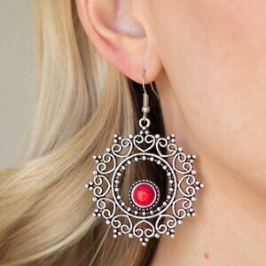 Paparazzi Jewelry Accessories -Wreathed In Whimsicality - Red Earrings - Vintage